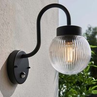 Estepona Clear Ribbed Glass Shade Wall Light In Black