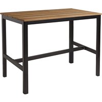 Etax 119cm Wooden Aged Golden Oak Top Bar Table with Aluminium Base