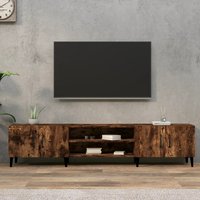 Ethan Wooden TV Stand With 4 Doors In Smoked Oak