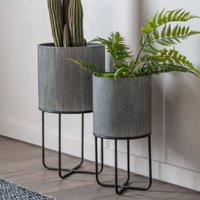 Etobicoke Metal Set Of 2 Planter In Grey