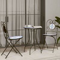 Etrix Garden Ceramic Top Bistro Set in Blue and White