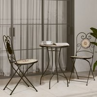 Etrix Garden Ceramic Top Bistro Set in Terracotta and White
