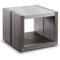 Eureka Grey Glass End Table With Smokey Grey Wooden Base