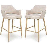 Eureka Natural Fabric Bar Chairs with Oak Legs in Pair