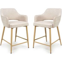 Eureka Natural Fabric Counter Bar Chairs with Oak Legs in Pair