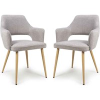 Eureka Pewter Fabric Dining Chairs with Oak Legs in Pair
