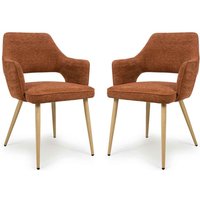 Eureka Rust Fabric Dining Chairs with Oak Legs in Pair