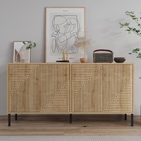 Evolet Wooden Sideboard with 4 Doors in Sapphire Oak