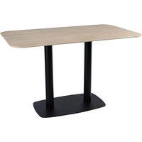 Extro 119cm Beige Travertine Marble Effect Top Dining Table with Bicton Black Base