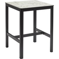 Extro 60cm Wooden Mid Bar Table In White Carrara Marble