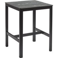 Extro 80cm Wooden Mid Bar Table In Black Marble Textured