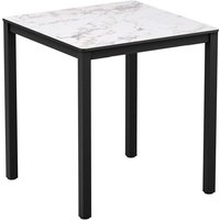 Extro Square 79cm Wooden Dining Table In Carrara Marble Effect