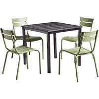 Extro Wooden Dining Table With Magnolia 4 Olive Green Chairs