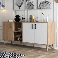 Exxen Wooden Sideboard with 3 Doors in White and Oak