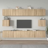 Eztli Wooden Living Room Furniture Set In Sonoma Oak