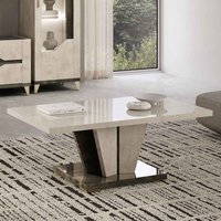 Fabio High Gloss Marble Effect Coffee Table in Warm Grey and Dark Brown