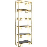 Fafnir Angular Design Black Glass Bookshelf With Gold Frame