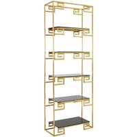 Product photograph of Fafnir Angular Design Black Glass Bookshelf With Gold Frame from Furniture in Fashion