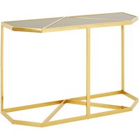 Fafnir Black Glass Top Console Table With Gold Frame