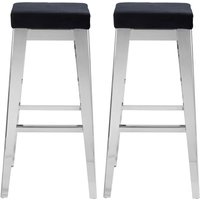 Fafnir Black Velvet Bar Stool With Silver Steel Legs In A Pair