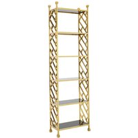 Fafnir Brick Design Black Glass Bookshelf With Gold Frame
