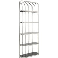 Fafnir Cage Design Black Glass Bookshelf With Silver Frame