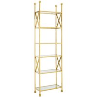 Fafnir Cross Design Clear Glass Bookshelf With Gold Frame