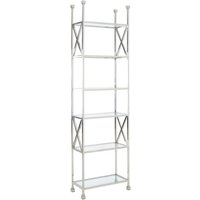 Product photograph of Fafnir Cross Design Clear Glass Bookshelf With Silver Frame from Furniture in Fashion