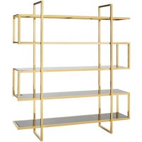 Fafnir Maze Design Black Glass Bookshelf With Gold Frame