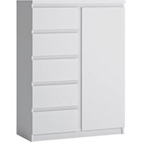 Fank Wooden 1 Door 5 Drawers Sideboard In Alpine White