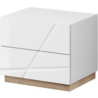 Fargo High Gloss Bedside Cabinet With 2 Drawers In White