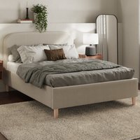 Farica Fabric Ottoman Storage King Size Bed In Natural Stone