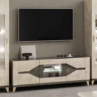 Fabio High Gloss TV Stand in Warm Grey Marble Effect and LED