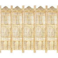 Fauci Mango Wood 5 Panels 200cm x 165cm Room Divider In Natural