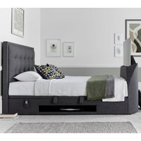 Felton Fabric Ottoman Storage Double TV Bed In Slate