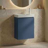 Ferla 400mm Wooden Wall Mounted Vanity Unit & Basin with 1 Door in Petrol Blue