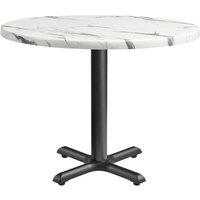 Fernie 60cm Wooden Round Bistro Table In Carrara Marble Effect