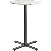 Fernie 90cm Wooden Round Bar Table In Carrara Marble Effect