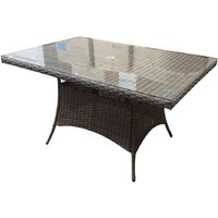 Fetsa Glass Top Garden Rectangular Dining Table In Grey