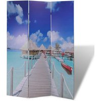 Fifer Folding Fir Wood 120cm X 170cm Room Divider In Beach