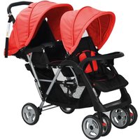 Firenze Steel Tandem Stroller - Red And Black