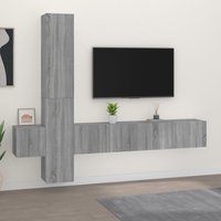 Firuz Wooden Living Room Furniture Set In Grey Sonoma Oak