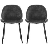 Flanaven Dark Grey Velvet Dining Chairs In A Pair