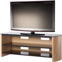 Flare Wooden TV Stand With 2 Shelves In Light Oak And Black