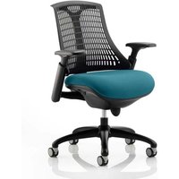 Flex Task Black Back Office Chair With Maringa Teal Seat Flex Task Black Back Office Chair With Maringa Teal Seat