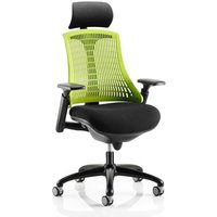 Flex Task Headrest Office Chair In Black Frame With Green Back Flex Task Headrest Office Chair In Black Frame With Green Back