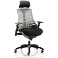 Flex Task Headrest Office Chair In Black Frame With Grey Back Flex Task Headrest Office Chair In Black Frame With Grey Back