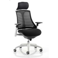 Flex Task Headrest Office Chair In White Frame With Black Back Flex Task Headrest Office Chair In White Frame With Black Back