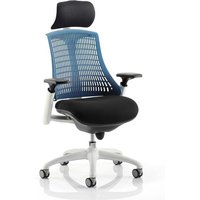 Flex Task Headrest Office Chair In White Frame With Blue Back Flex Task Headrest Office Chair In White Frame With Blue Back