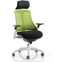 Flex Task Headrest Office Chair In White Frame With Green Back Flex Task Headrest Office Chair In White Frame With Green Back
